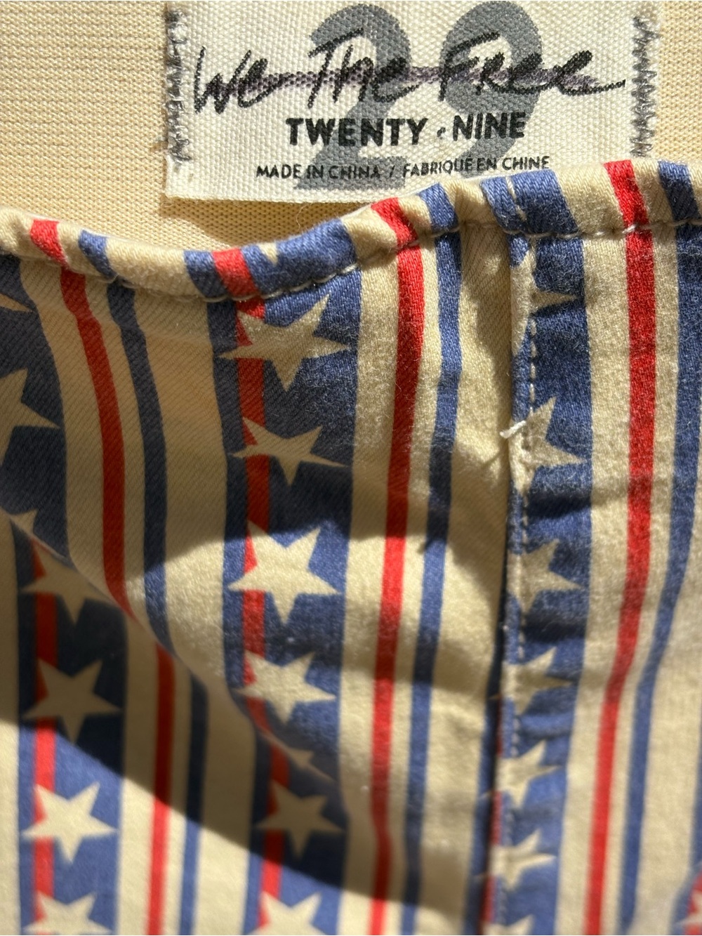 Free People Striped Star Print Flared Pants in Red, Blue, Cream - Picture 5 of 8